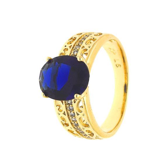 Antiallerergén(gold filled) kék köves gyűrű 18